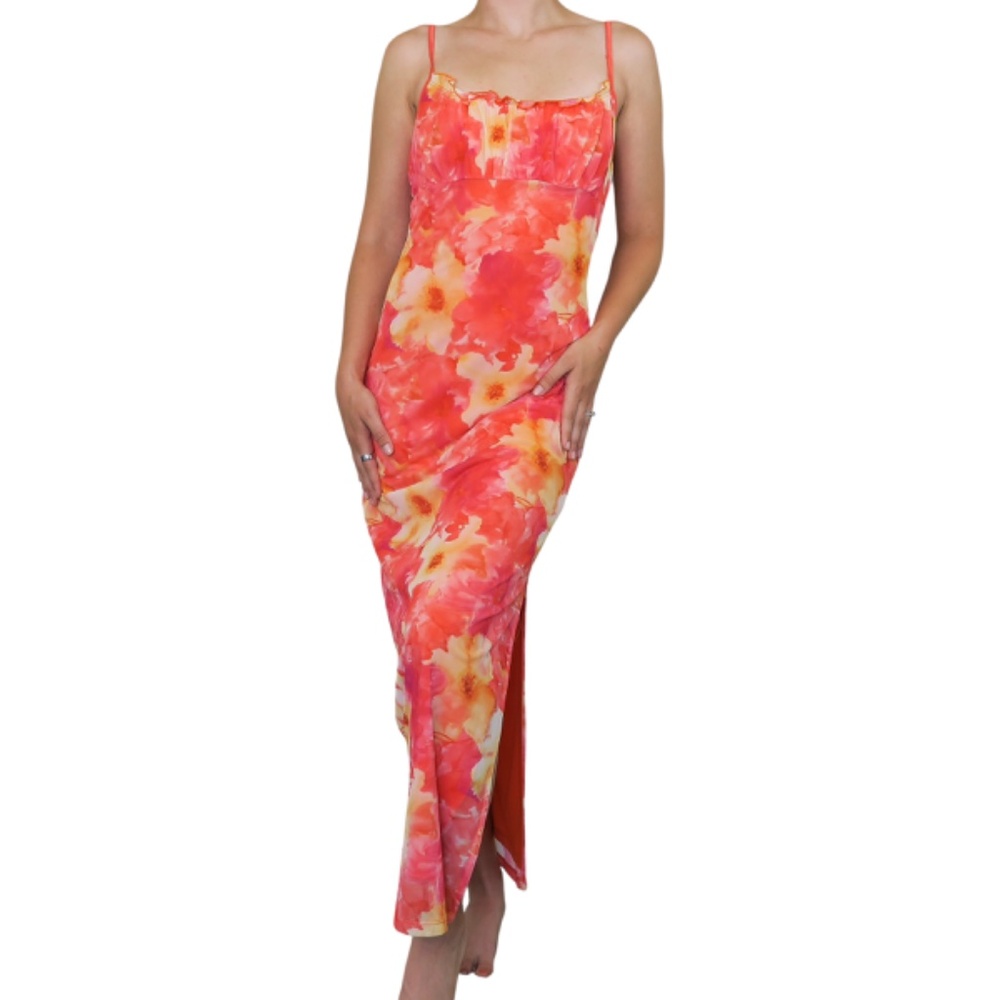 Vintage Y2K Candy Rocket Pink Floral Maxi Dress